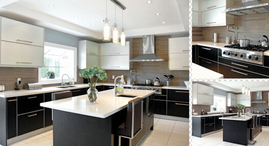 Welbom White and Black Melamine Kitchen Cabinet Designs