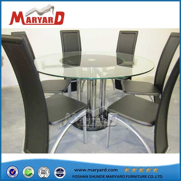 Leather Fabric Chair Transparent Tempered Glass Table Set