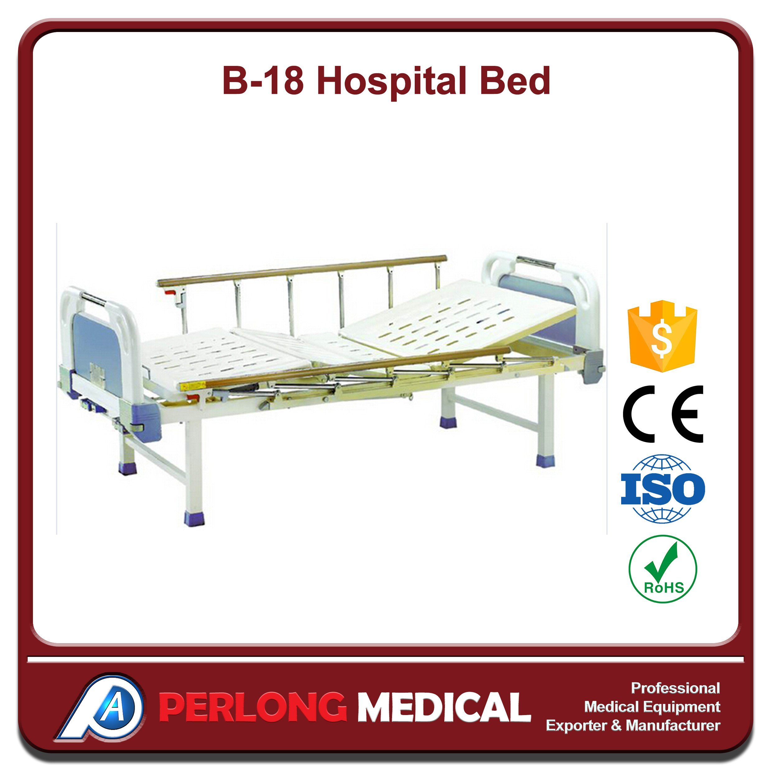 Hospital Furniture Movable Full-Fowler Hospital Bed with ABS Headboards B-18-1