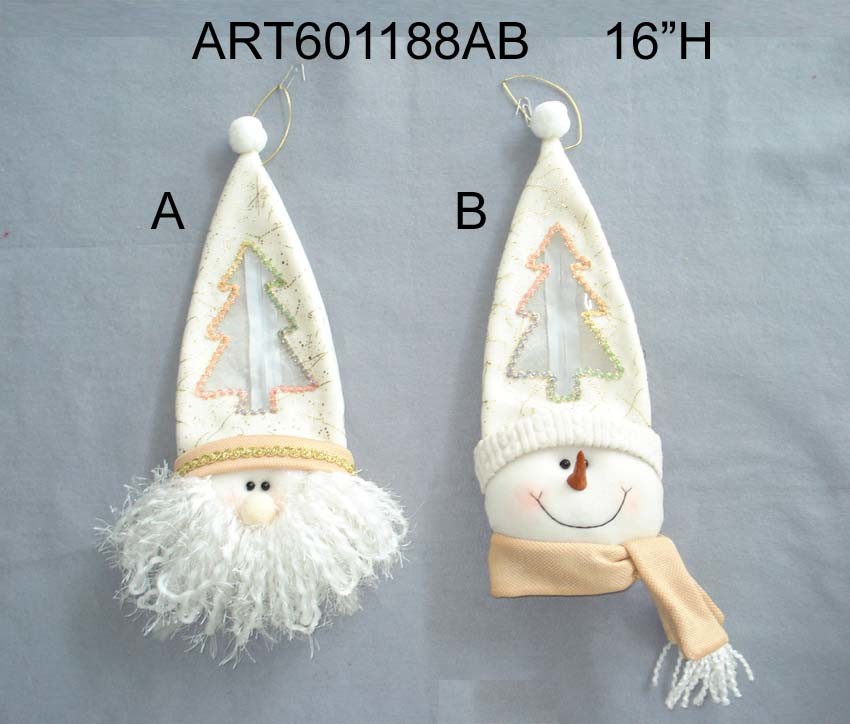 Santa Snowman Giftbag Christmas Decoration Craft-2asst.