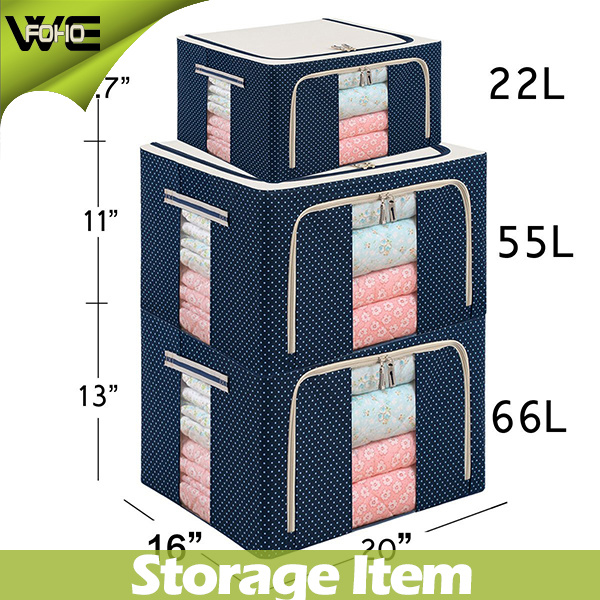 Fabric Collapsible Foldable Steel Shelf Lidded Storage Box with See-Through Window