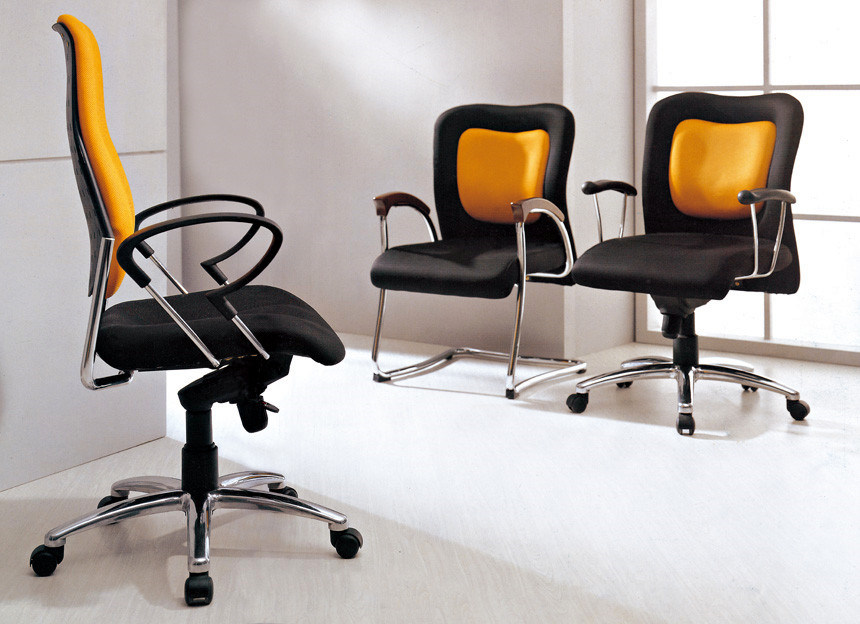 Yellow Outstanding Factory Supply High Back Chairs, Metal Frame Conference Chairs, Revolving Chairs
