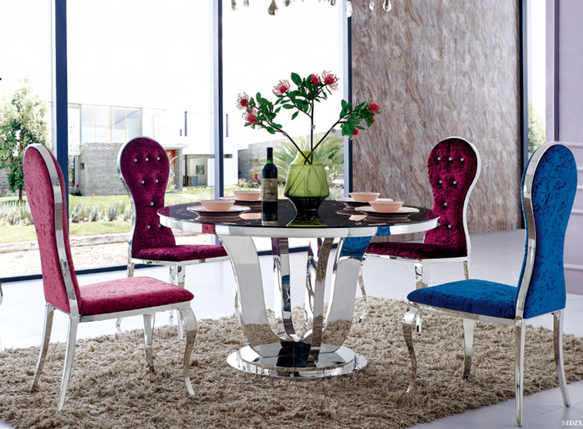 1.3meter Round Table Glass on Top Dining Table Home Furniture