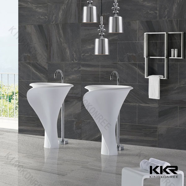 Kingkonree Bathroom Furniture Matte Acrylic Solid Surface Freestanding Basin (180312)