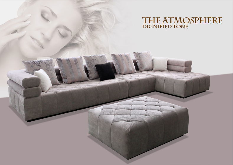 Living Room Fabric Couch Furniture L-Shaped Modern Corner Sofa Lz070