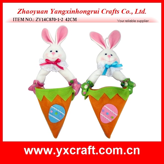 Easter Decoration (ZY14C870-1-2) Carrot Bunny Hanging Bag Easter Wreath