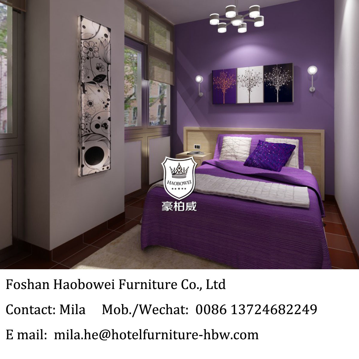 Budget Hotel Bedroom Furniture in Light Oak Melamine Finish for Business Hotels in Low Price