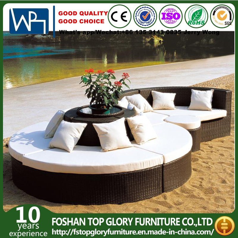 Sun Bed Rattan Garden Circular Curved Sofa Set Circular Chair Tg-Jw005
