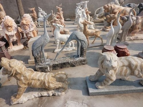 Multicolor Marble Garden Sculpture Hand Carved Natural Stone Statue