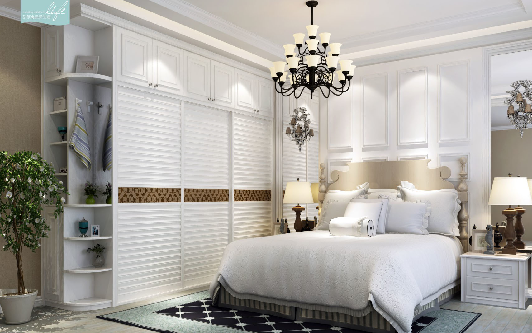Classical Closet with Sliding Door for Bedroom Furniture (V4-WS002)