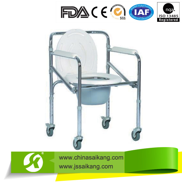 Supply Folding Commode Toilet Wheelchair with Cover and Bucket