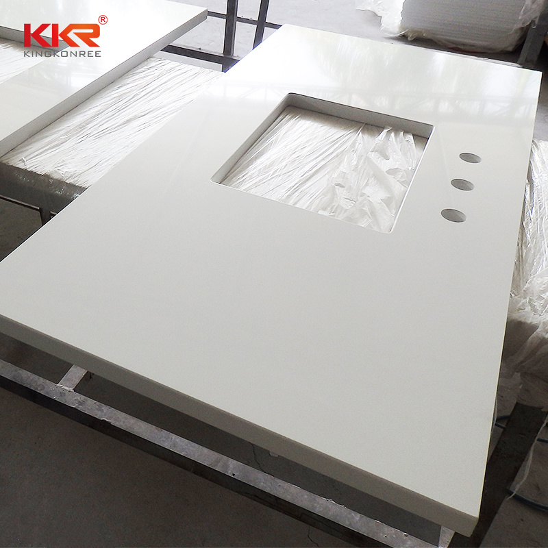 Pure White Artificial Granite Stone Kitchen Countertop