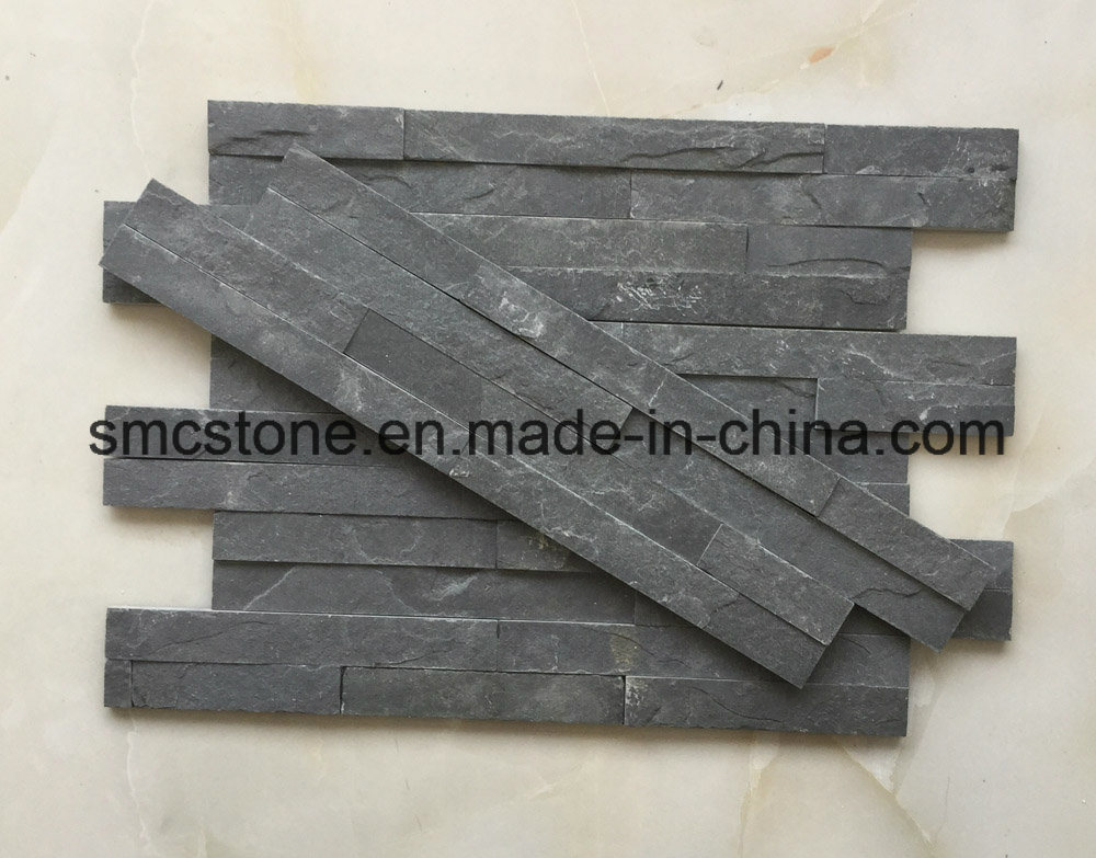 10*40cm Hot Sale Natural Black Slate Building Stone (HHSC10X40-002)
