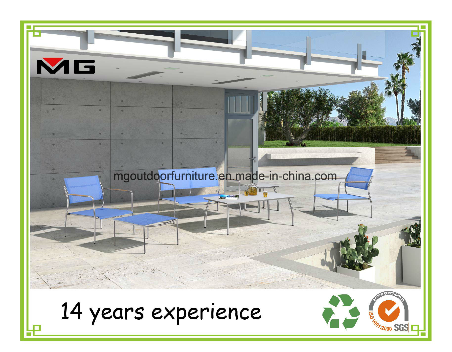 Modern Outdoor Sofa Set with Stainless Steel Frame