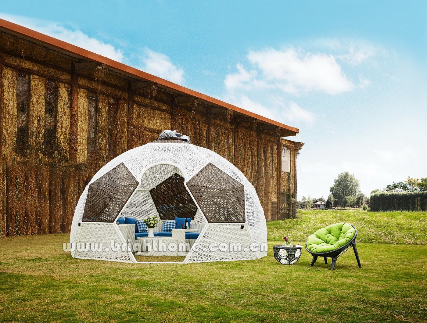 Removable Outdoor PE Rattan Wicker Football Tent Easy to Assemble