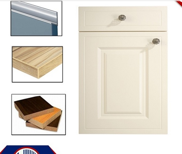 PVC MDF Kitchen Cabinet Doors   with Handle and Edge Banding (zhuv)