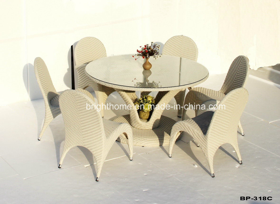 6 Seater Practical Balcony Restaurant Oval Rattan Table and Chair