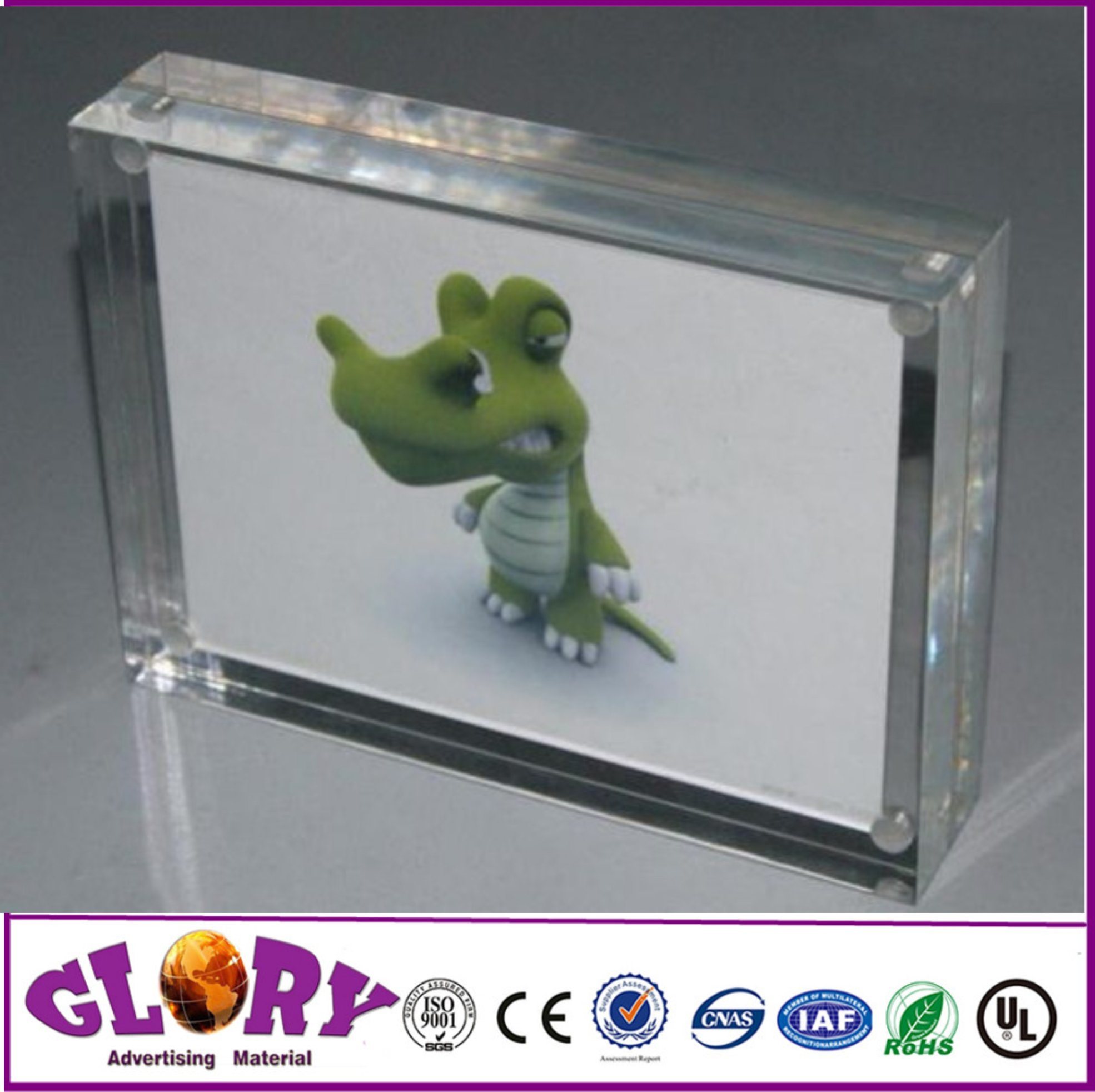 Plastic Display Double Sided Acrylic Photo Frame with Magnets