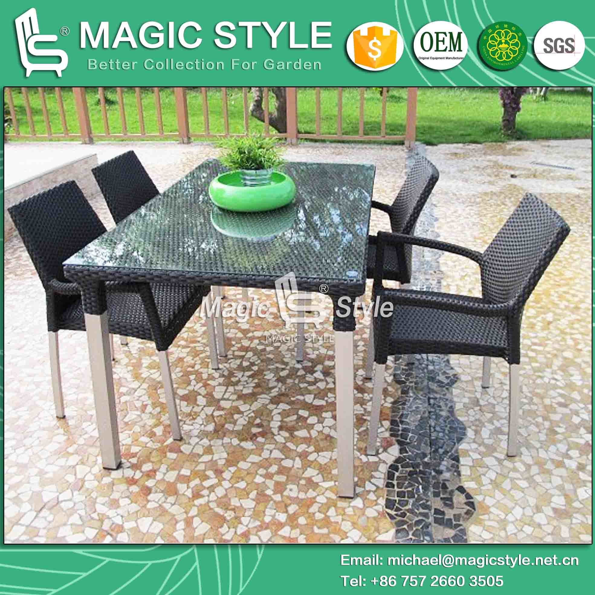 Aluminum Wire Dining Set Aluminum Drawing Dining Set Rattan Chair (Magic Style)