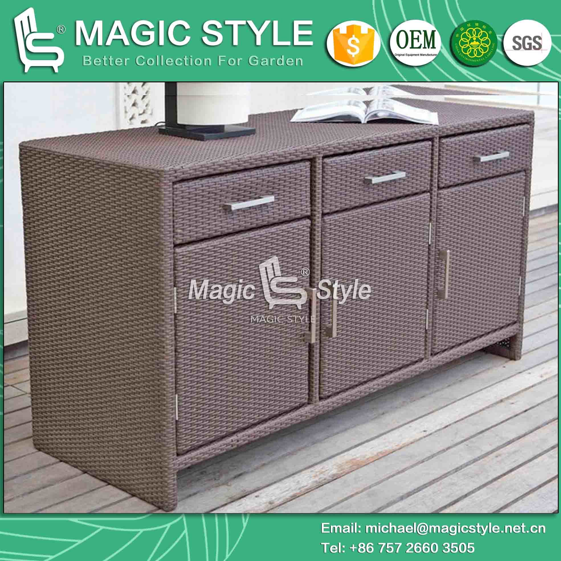 Rattan Cabinet with Drawer Synthetic Wicker Cupboard Home Furniture