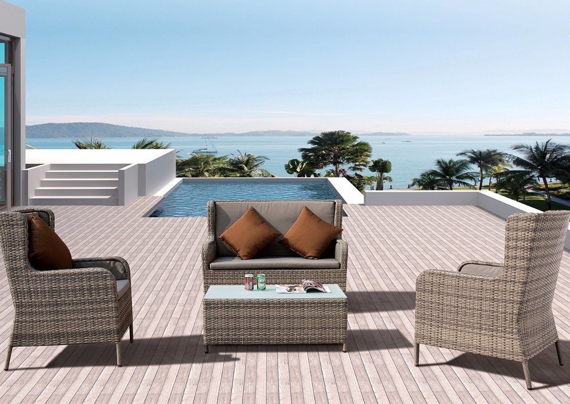 PE Rattan Outdoor Patio Home Hotel Office Lancome Lounge Sofa Set (J619)