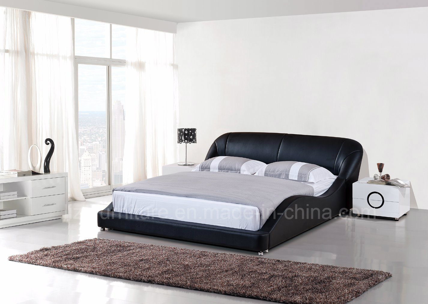 Queen-Size Beds Hotel Furniture Leather Bed
