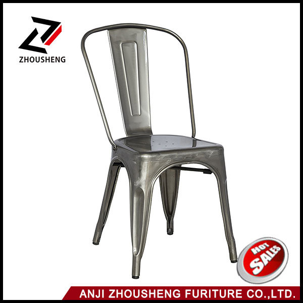 Sheetmetal Frame Patio Dining Metal Chair in Galvanized with Back Zs-T-01