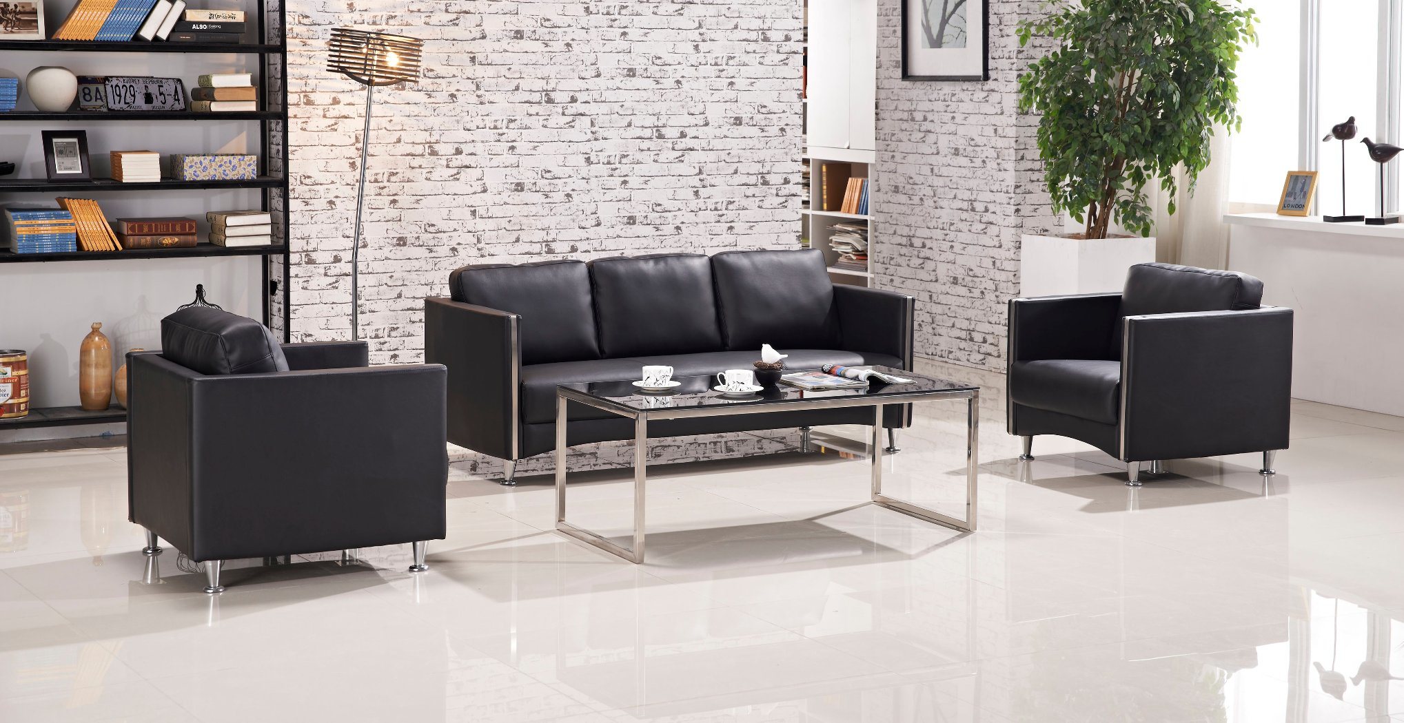 Fashionable New Style Leisure Hotel Metal Leg PU Home Sofa