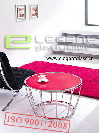 2015 New Small Glass Table with Red Glass Top