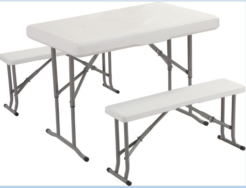 Plastic Folding Conference Table with Bench Attached