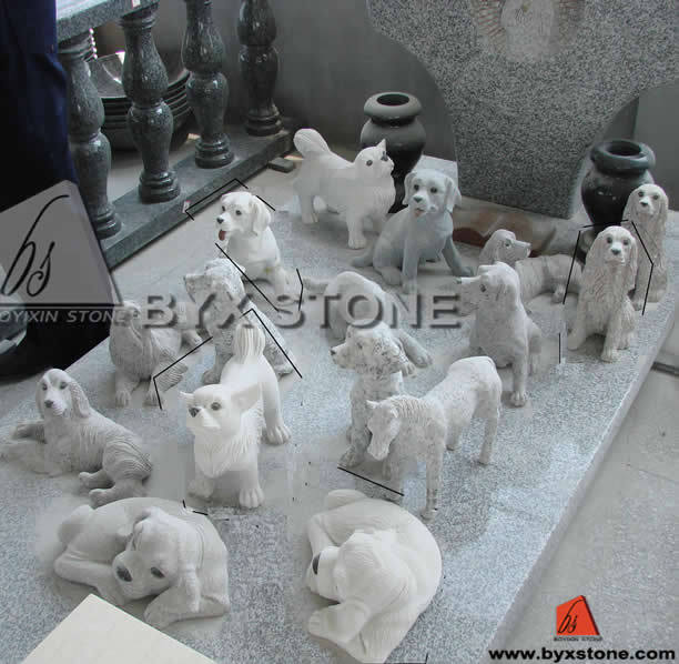 Lovely Stone Granite Animal Dog Carving Statue for Outdoor Garden