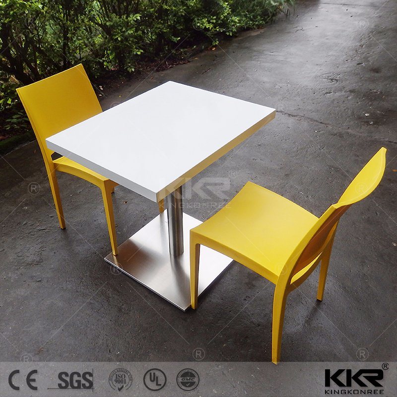 Restaurant Furniture Acrylic Solid Surface 4 Seater Dinner Table