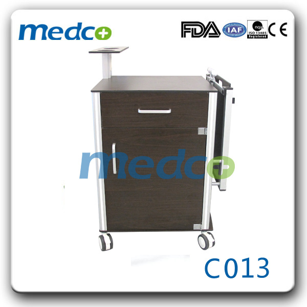 New Material Hospital Bed Side Cabinet with Over Bed Table