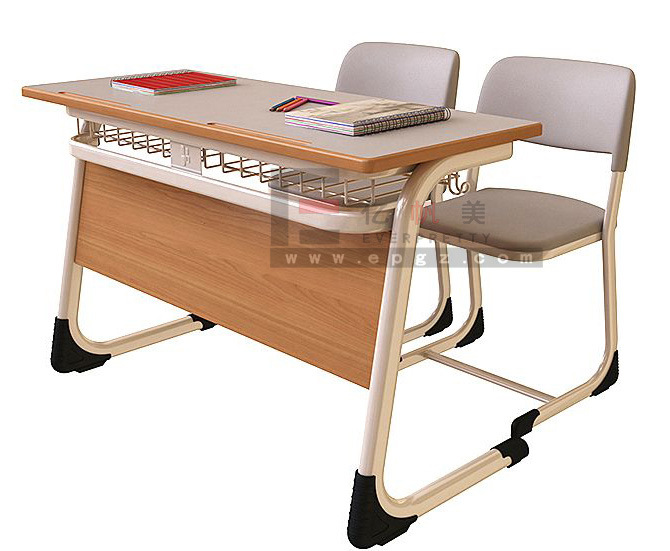 Double Student Desk and Chair, Double Seat Student Furniture, Double School Table with Chair