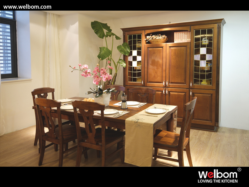 2016 Welbom German Quality Antique Brown Wood Kitchen Cabinet