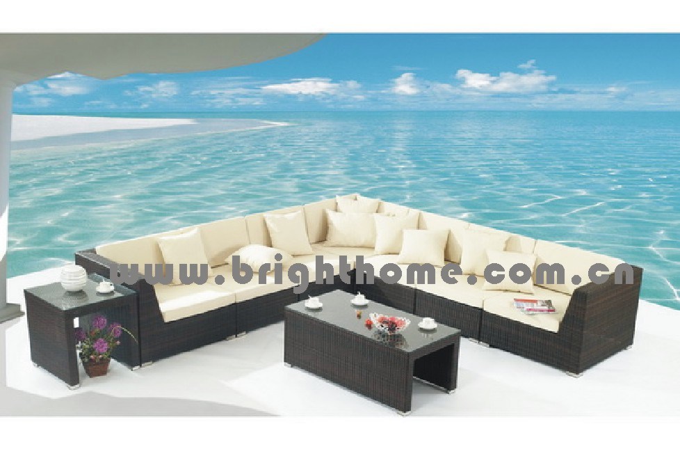 PE Rattan & Aluminum Furniture, Outdoor Rattan Sofa (BP-824)