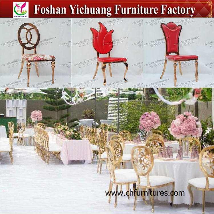 2017 New Design Modern Rental Silver Frame and White Leather Stacking Stainless Steel Chair for Banquet and Wedding and Event and Hotel Dining Room (YC-SS34)