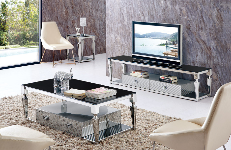 Stylish Living Room Tempered Glass Rectangle Coffee Tables Modern