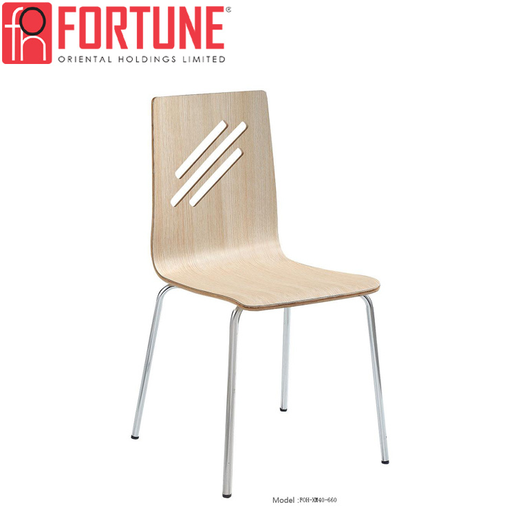 Simple Modern Wooden Chair Designs with 4 Stainless Steel Legs (FOH-XM40-660)