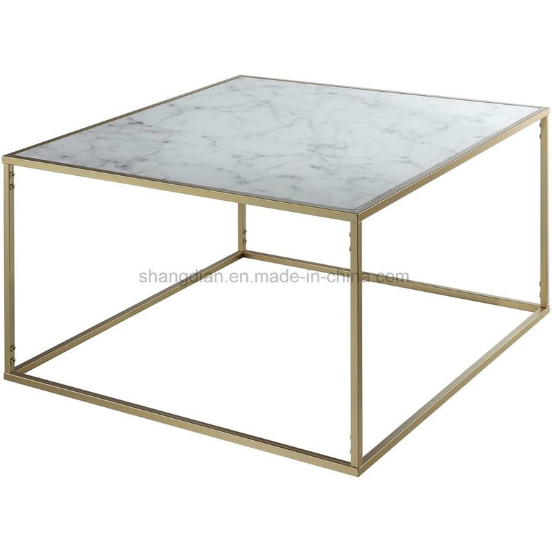 Stainless Steel Frame Marble Coffee Table Round/Square for Hotel/Home (KL C01)