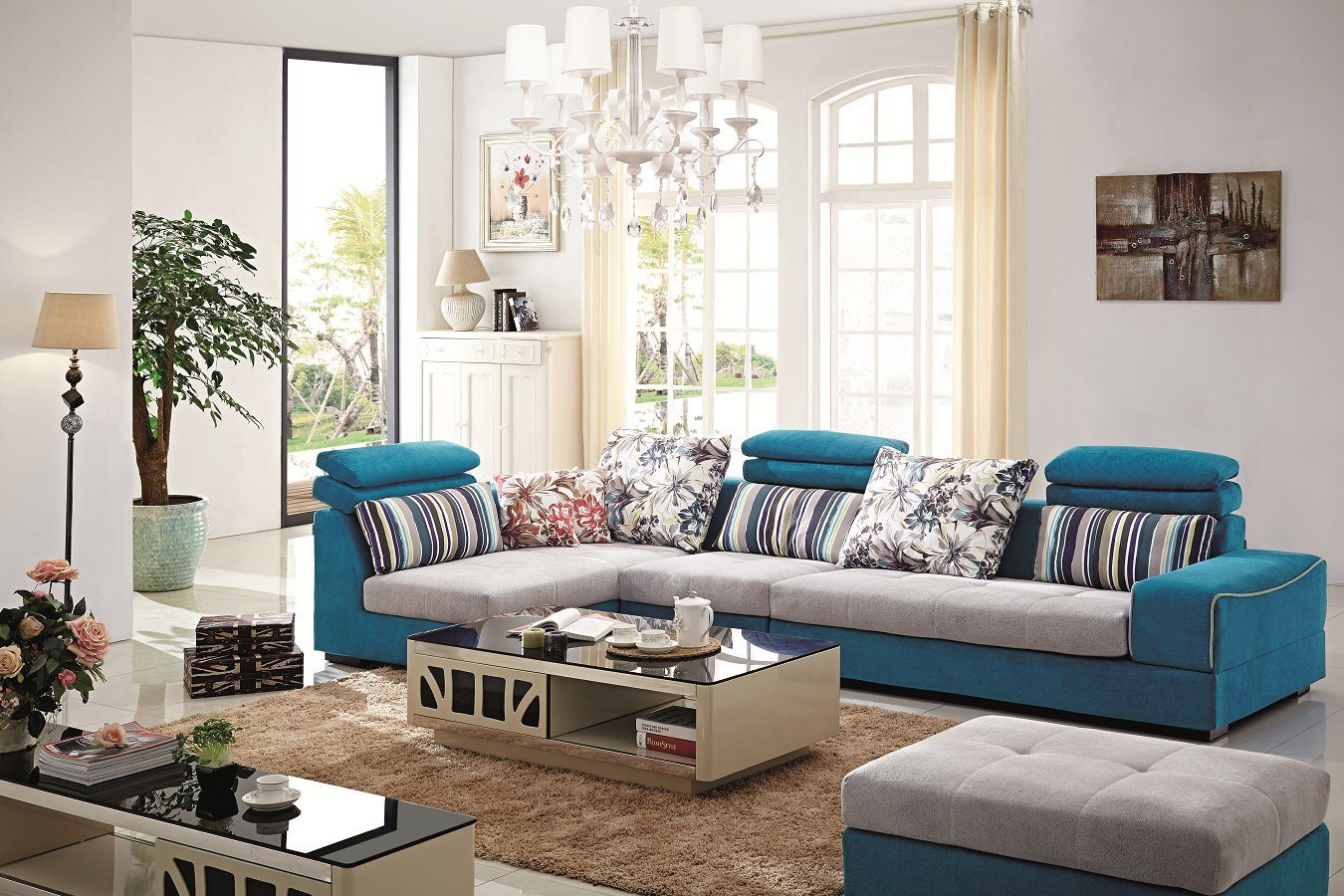 Hot Sale Living Room Beauty Fabric Sofa
