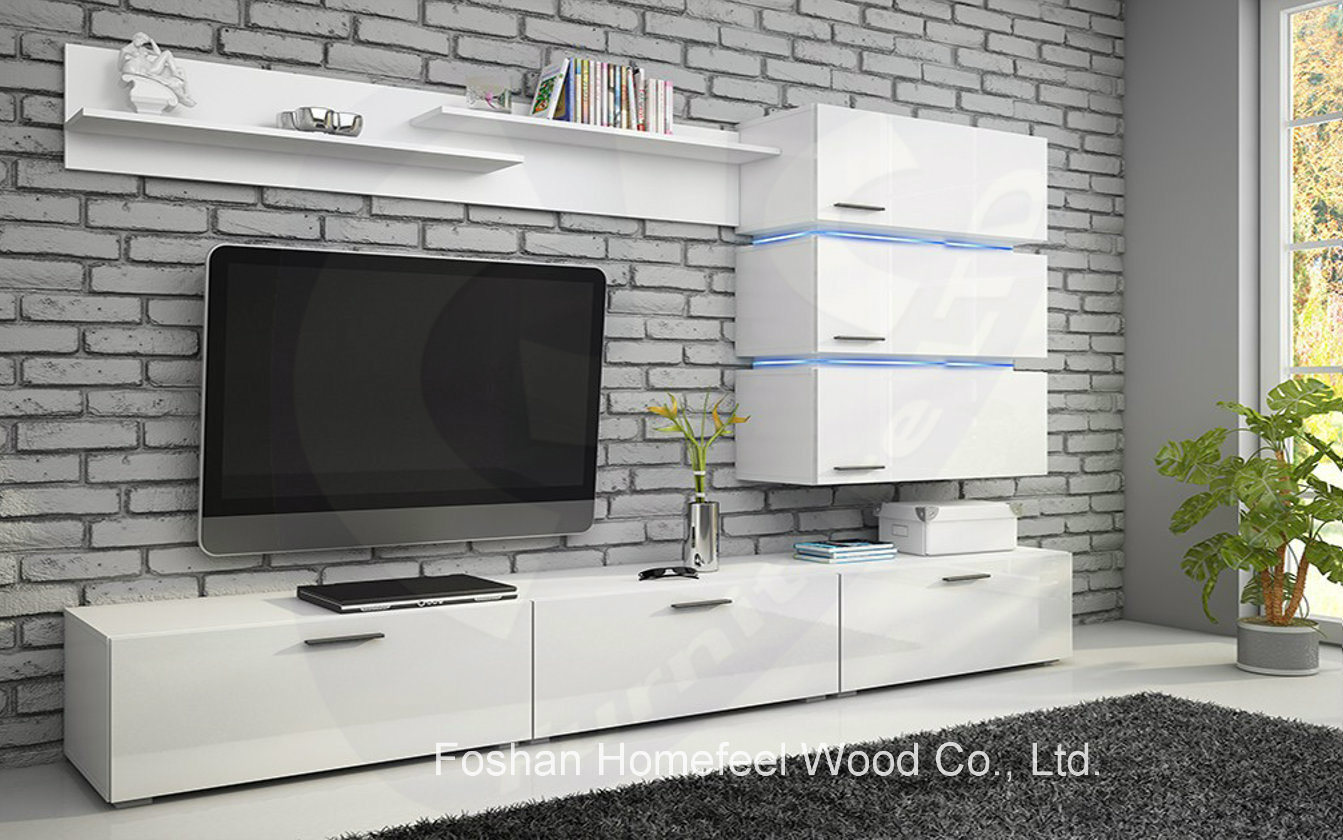 Wooden White Glossy Elegant Design TV Cabinet (HF-EY080910)