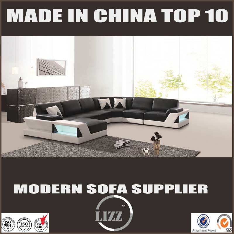 Large Size U-Shaped Genuine Leather Corner Sofa