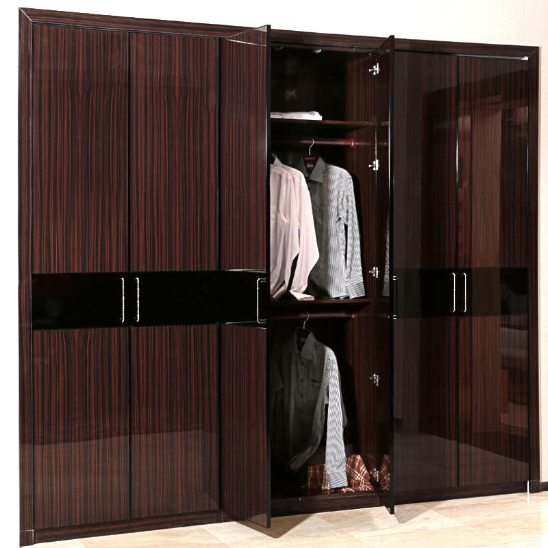 Guangzhou Manufacturer Wholesale Brown Lacquer 6-Door Wooden Bedroom Wardrobe (YG11316)