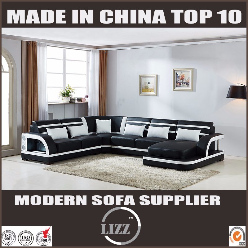 Latest Living Room Furniture Modern Style Woode Leather Sofa
