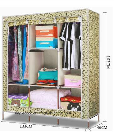 Modern Simple Wardrobe Household Fabric Folding Cloth Ward Storage Assembly King Size Reinforcement Combination Simple Wardrobe (FW-59D)