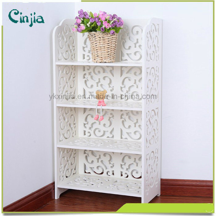 White Four Layers Small Book Shelf, Similar to The Material of Wood Plastic Shelf