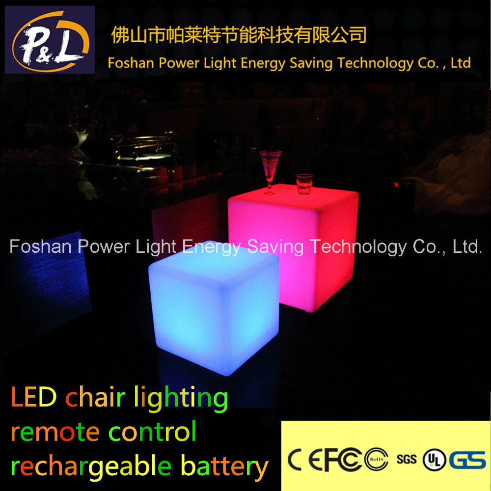 Colorful Plastic Lighted Cube Chair LED Lighted Furniture