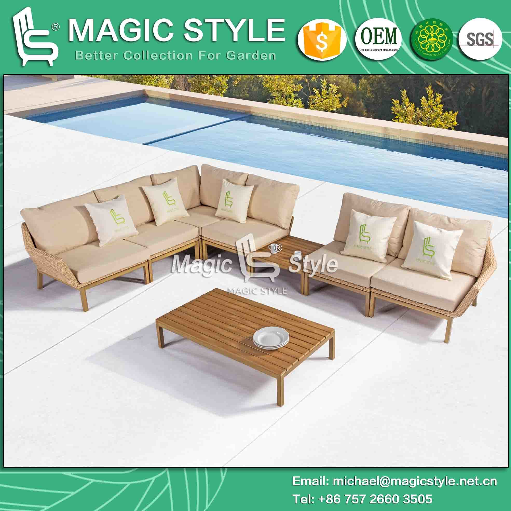 Wicker Sofa with Cushion Rattan Sofa Set with Pillow Outdoor Furniture by Weaving