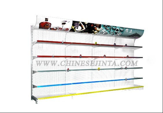 Metal and Glass Wall Shelf with Advertisement Board (JT-A16)